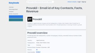 
                            5. Provakil - Email id of Key Contacts, Facts, Revenue