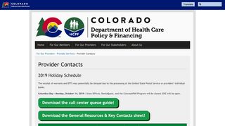 
                            1. Provider Contacts | Colorado Department of Health Care Policy and ...