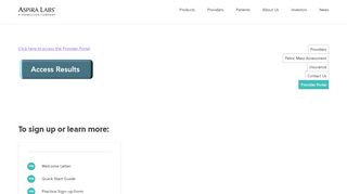 
                            1. Provider Portal - ASPiRA Labs
