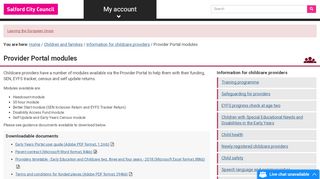 
                            2. Provider Portal modules • Salford City Council