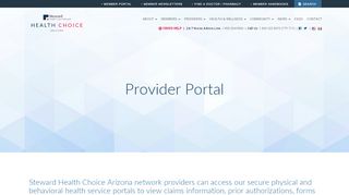 
                            7. Provider Portal - Steward Health Choice Arizona Steward Health ...