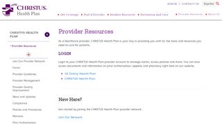 
                            8. Provider Resources - CHRISTUS Health Plan