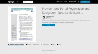 
                            7. Provider Web Portal Registration and Navigation - Nevada ...