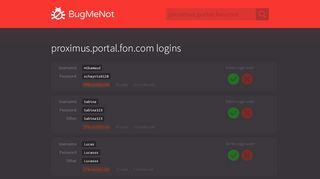 
                            11. proximus.portal.fon.com passwords - BugMeNot