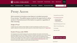 
                            2. Proxy Access: Financial Services: Alma College