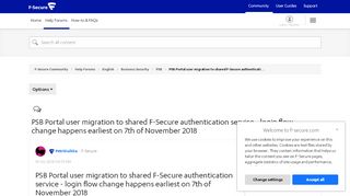 
                            5. PSB Portal user migration to shared F-Secure authentication service ...