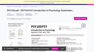 
                            9. PSY100.pdf - PSY100Y5Y Introduction to Psychology September 6 ...