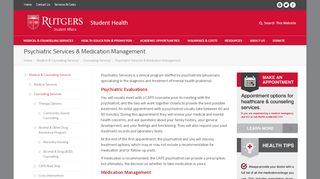 
                            3. Psychiatric Services & Medication Management - Health – Rutgers