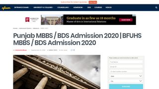 
                            5. Punjab MBBS / BDS Admission 2020 | BFUHS MBBS / BDS ...