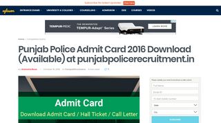 
                            2. Punjab Police Admit Card 2016 Download (Available) at ...