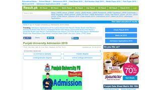 
                            9. Punjab University Admissions 2019 pu Online