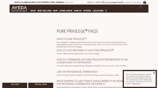
                            4. Pure Privilege Rewards FAQ | Aveda