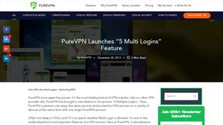
                            4. PureVPN Launches “5 Multi Logins” Feature - PureVPN Blog