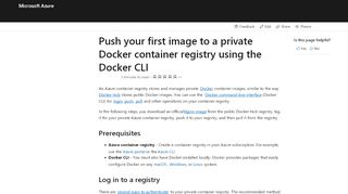 
                            2. Push Docker image to private Azure container registry | Microsoft Docs