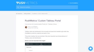 
                            6. PushMetrics' Custom Tableau Portal | Pushmetrics Help Center