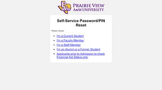 
                            9. PVAMU Self-Service Password/PIN Reset