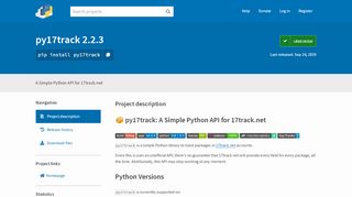 
                            4. py17track: A Simple Python API for 17track.net - PyPI