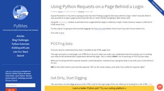 
                            1. PyBites – Using Python Requests on a Page Behind a Login