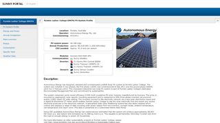 
                            2. Pymble Ladies' College GMCPA PV System Profile - Sunny Portal