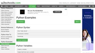 
                            9. Python Examples - w3schools.com