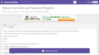 
                            2. Python Username and Password Program | DaniWeb
