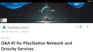 
                            6. Q&A #1 for PlayStation Network and Qriocity Services ...