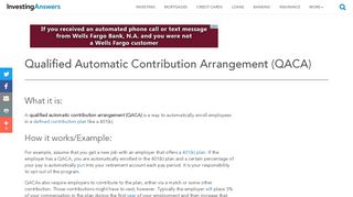 
                            9. QACA -- Qualified Automatic Contribution Arrangement -- Definition ...