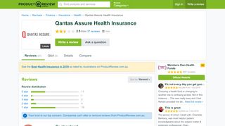 
                            8. Qantas Assure Health Insurance - ProductReview.com.au