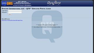 
                            2. QT9 - Employee Portal - Log In - qims.dyn-intl.com