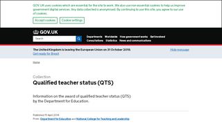 
                            7. Qualified teacher status (QTS) - GOV.UK