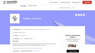 
                            7. Quality Gold Inc - Overview, News & Competitors | ZoomInfo.com