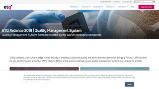 
                            9. Quality Management System - ETQ Reliance