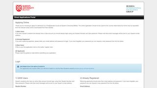 
                            1. QUB portal - Login - Applications Portal
