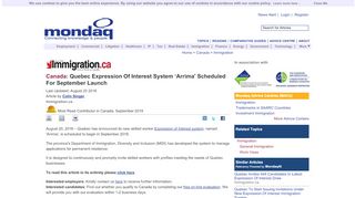 
                            9. Quebec Expression Of Interest System 'Arrima' Scheduled ... - Mondaq