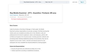 
                            4. Quest Diagnostic hiring Rep Mobile Examiner - (P/T) - ExamOne ...