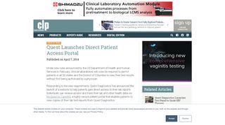 
                            5. Quest Launches Direct Patient Access Portal - Clinical Lab Products