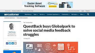 
                            6. QuestBack buys Globalpark to solve social media feedback ...