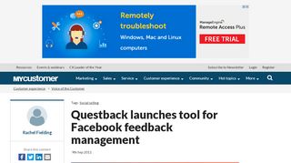 
                            8. Questback launches tool for Facebook feedback management