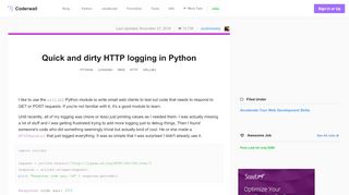 
                            8. Quick and dirty HTTP logging in Python (Example) - Coderwall