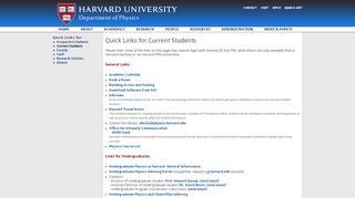 
                            5. Quick Links for Current Students | Harvard University Department of ...