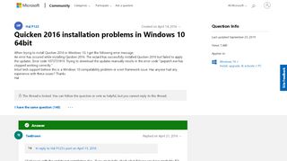
                            10. Quicken 2016 installation problems in Windows 10 64bit ...