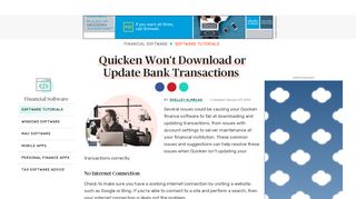 
                            8. Quicken Won't Download or Update Bank …