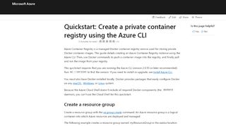 
                            6. Quickstart - Create a private Docker registry in Azure ... - Microsoft Docs