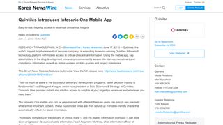 
                            8. Quintiles Introduces Infosario One Mobile App- Korea Newswire