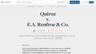 
                            9. Quiroz v. E.A. Renfroe & Co, C082316 | Casetext