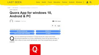 
                            7. Quora App for windows 10, Android & PC - Last Seen