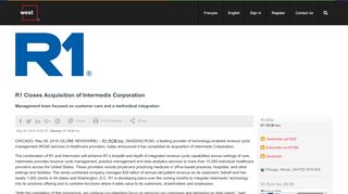 
                            9. R1 Closes Acquisition of Intermedix Corporation Nasdaq:RCM