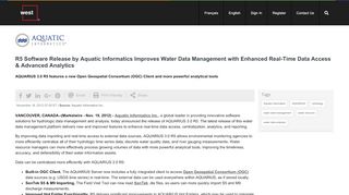 
                            5. R5 Software Release by Aquatic Informatics Improves Water ...