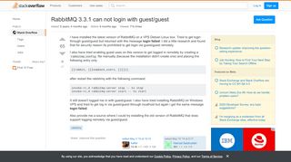 
                            1. RabbitMQ 3.3.1 can not login with guest/guest - Stack …