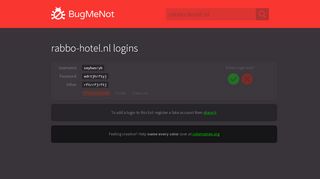 
                            5. rabbo-hotel.nl passwords - BugMeNot